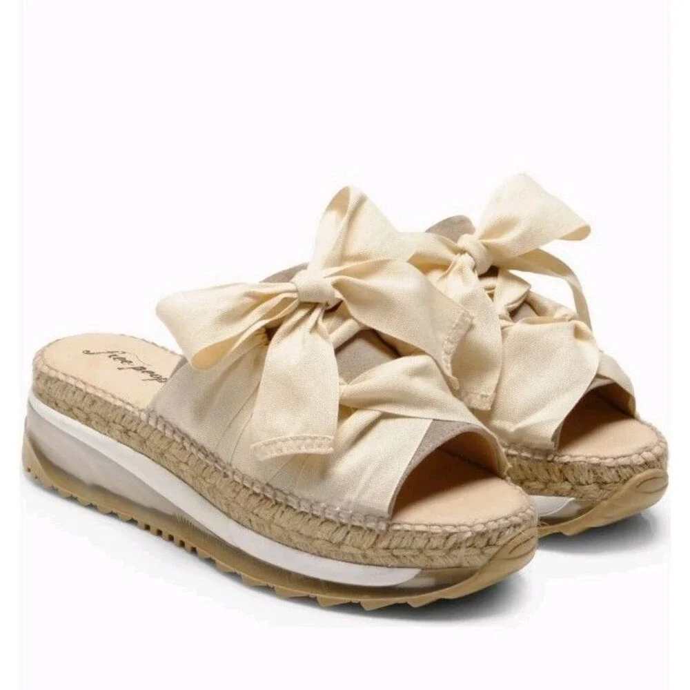 178$ Free People Chapmin Sport Platform Sandal (Women) Size EU 38 US 8 Ivory